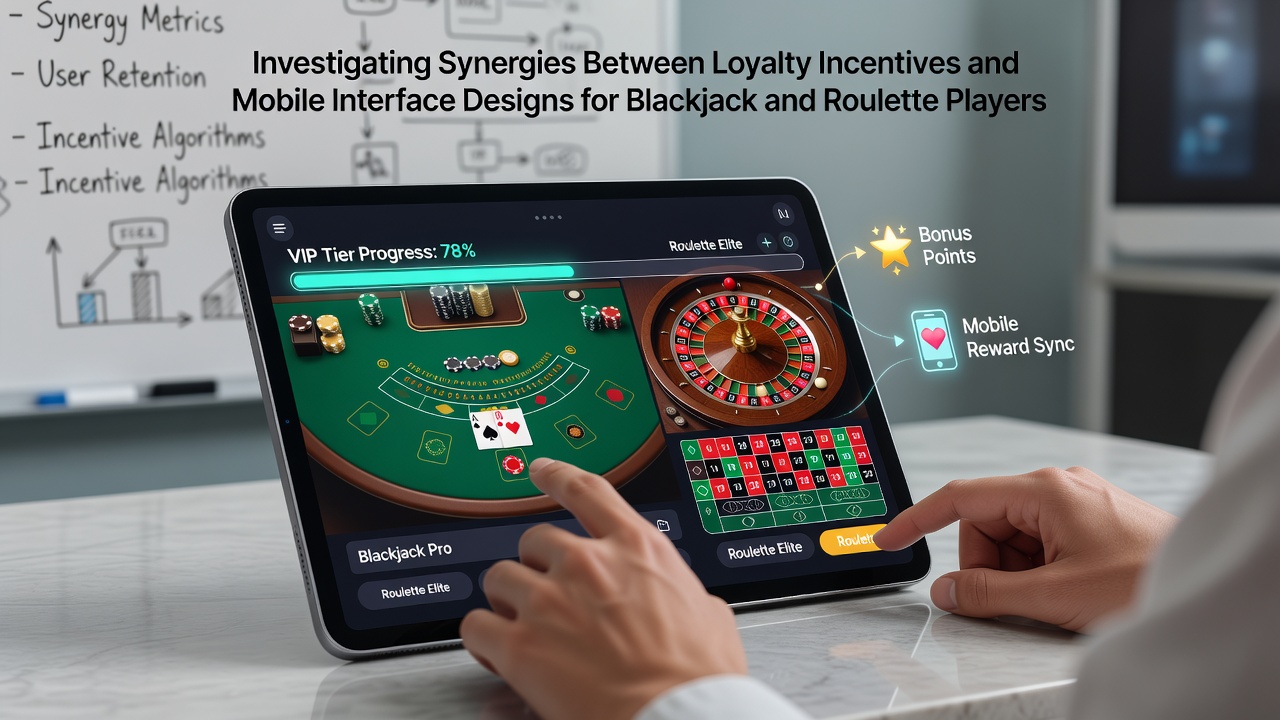 Mobile Benutzeroberfläche für Blackjack und Roulette mit integrierten Treueelementen