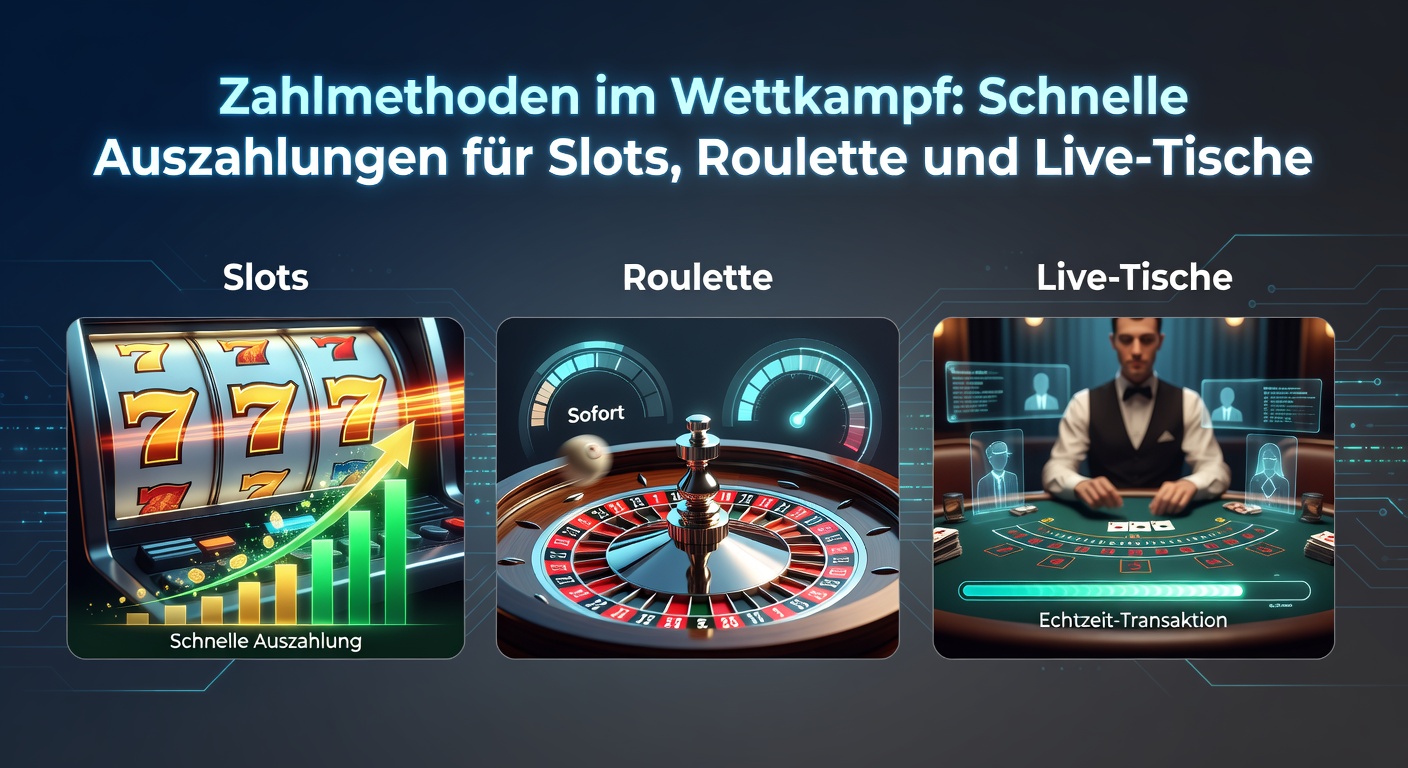 Verschiedene Zahlmethoden-Symbole wie E-Wallets, Kryptowährungen und Bankkarten auf einem dynamischen Casino-Hintergrund, die schnelle Transaktionen symbolisieren